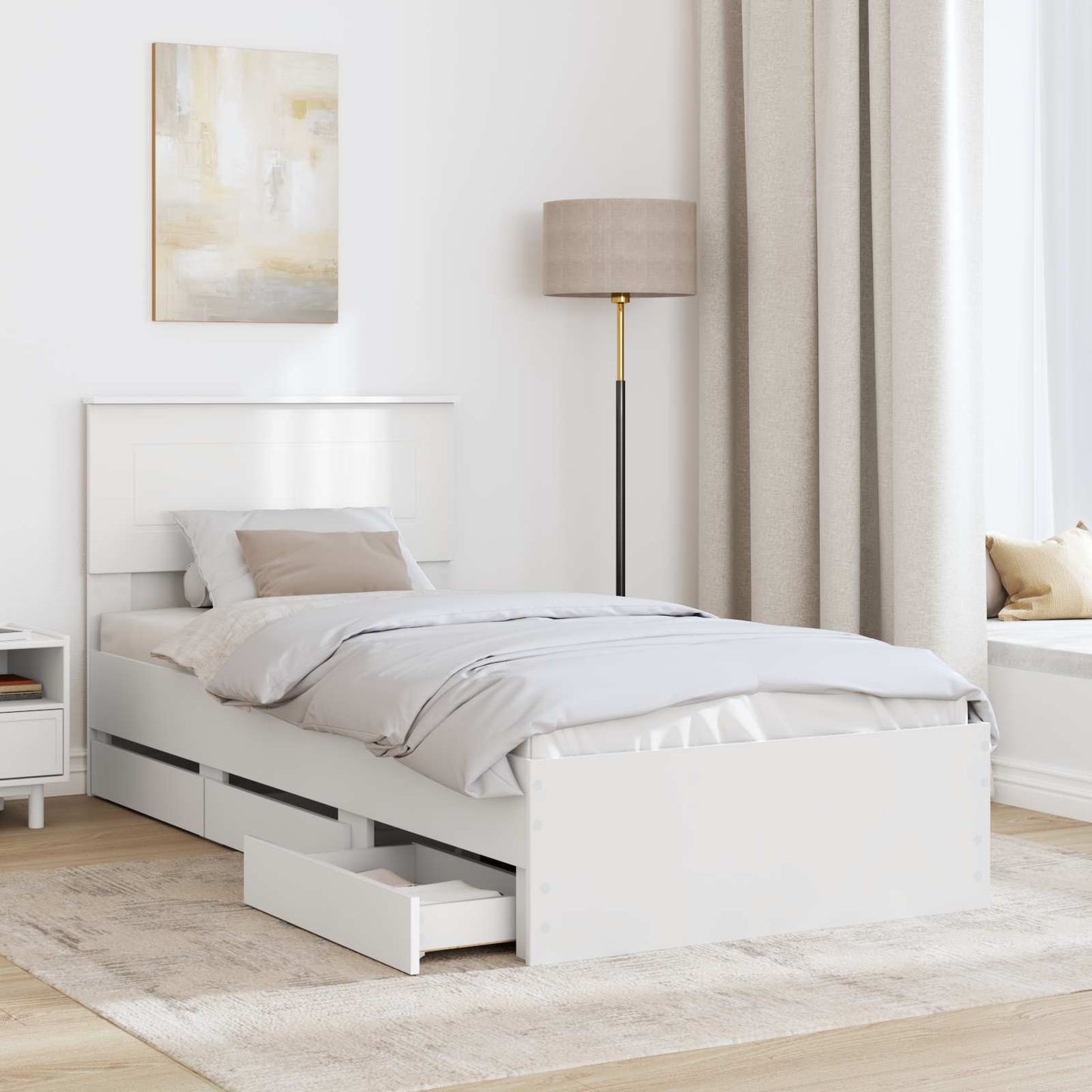 Struttura del letto Bianco 100 x 200 cm Legno Ingegnerizzato