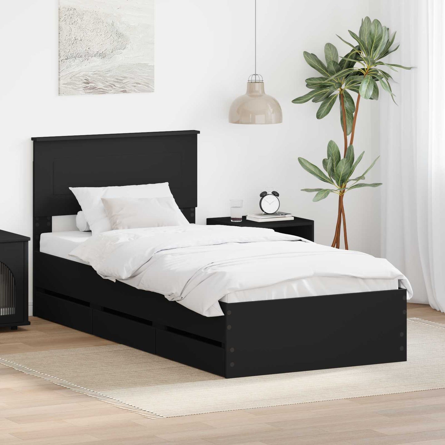 Struttura del letto Nero 100 x 200 cm Legno Ingegnerizzato