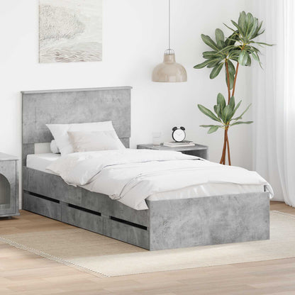 Struttura del letto con cassetto Grigio cemento 100 x 200 cm