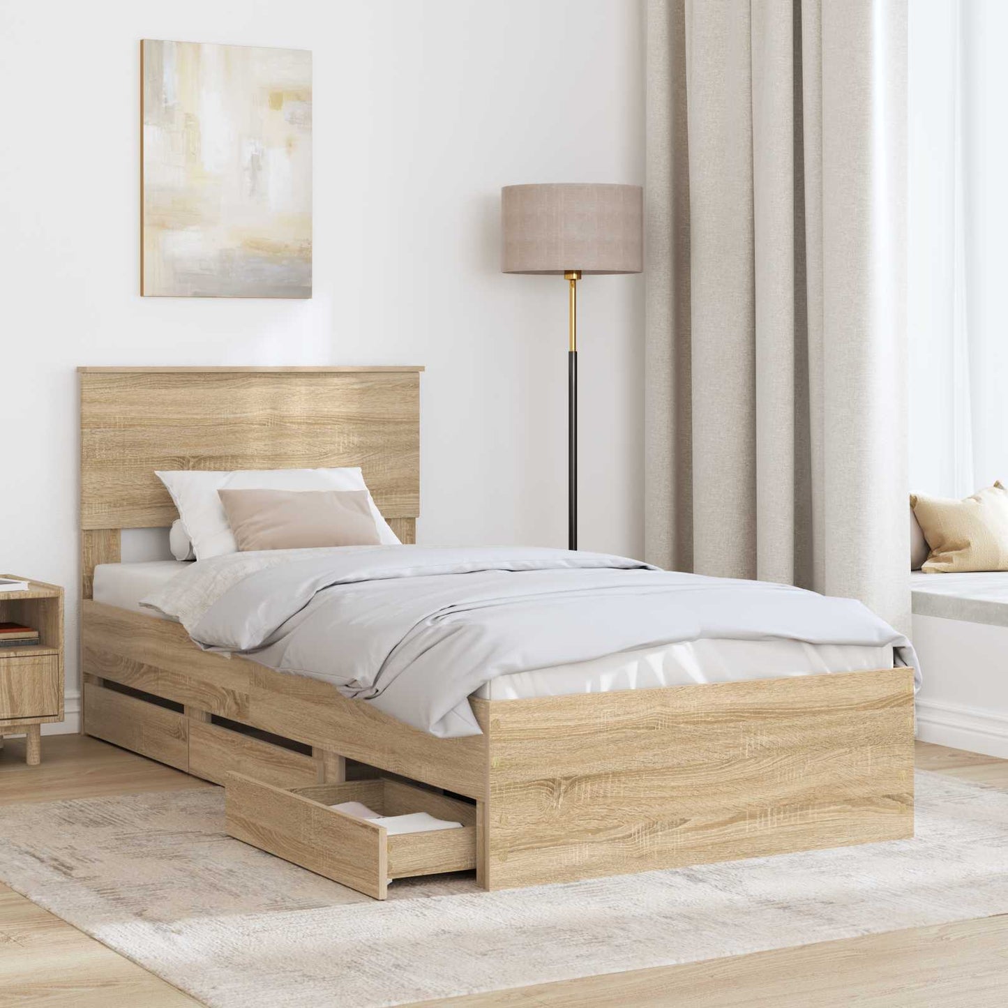 Struttura del letto con cassetto Rovere Sonoma 90 x 190 cm