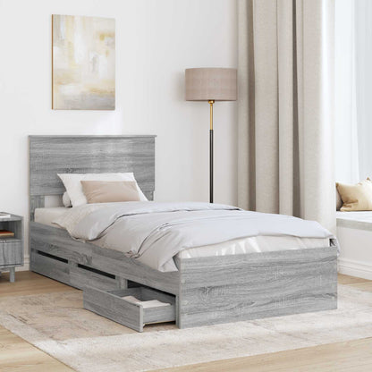 Struttura del letto con cassetto Grigio Sonoma 90 x 190 cm