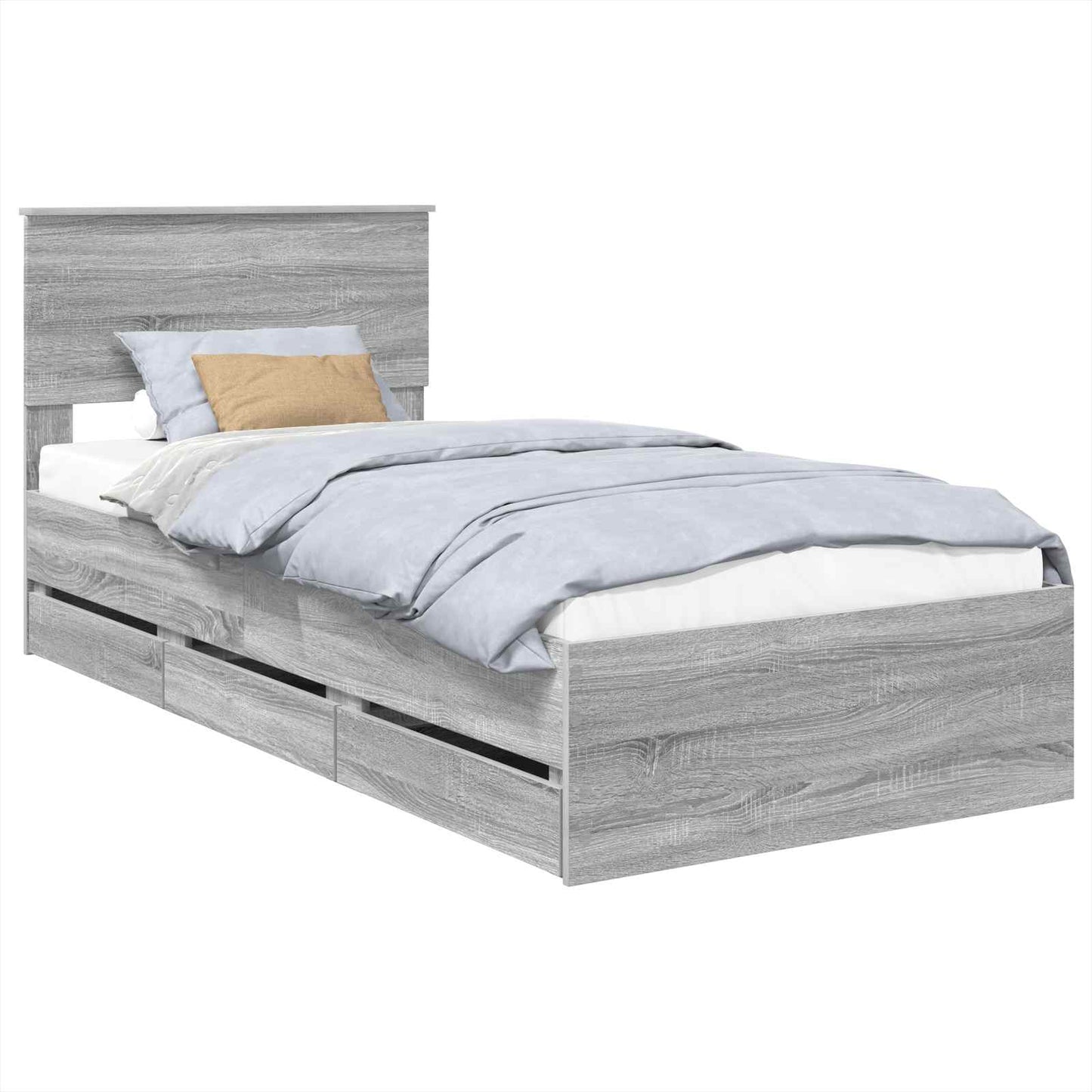 Struttura del letto con cassetto Grigio Sonoma 90 x 190 cm