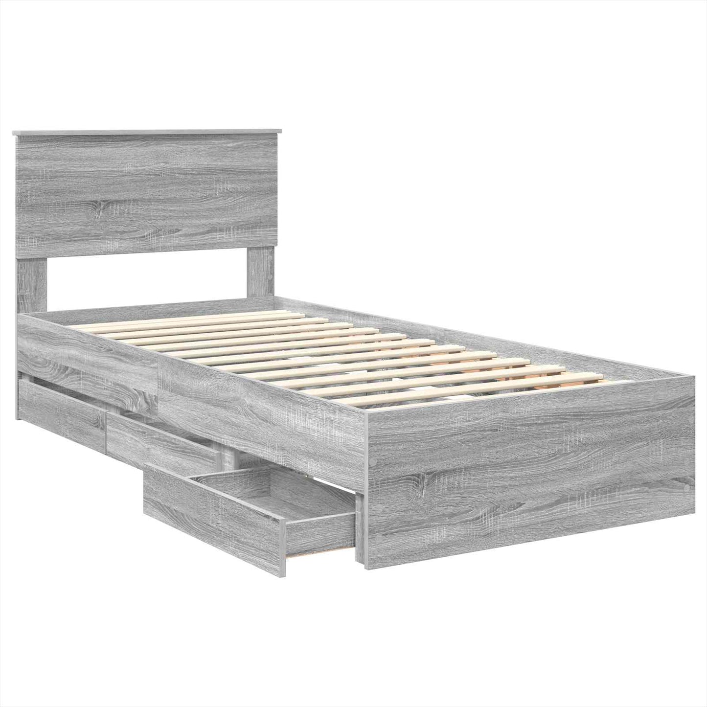 Struttura del letto con cassetto Grigio Sonoma 90 x 190 cm