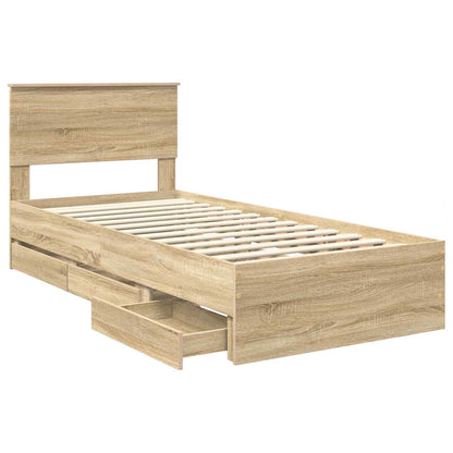 Struttura del letto con cassetto Rovere Sonoma 75 x 190 cm