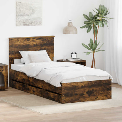 Struttura del letto con cassetto Rovere fumÃ© 75 x 190 cm