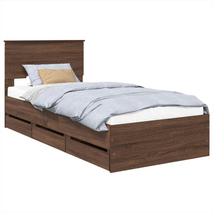 Struttura del letto con cassetto Rovere Marrone 75 x 190 cm
