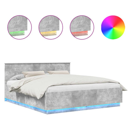 Struttura del letto con strisce LED Grigio cemento 200 x 200 cm