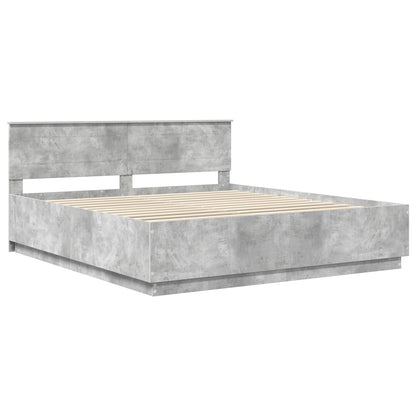Struttura del letto con strisce LED Grigio cemento 200 x 200 cm