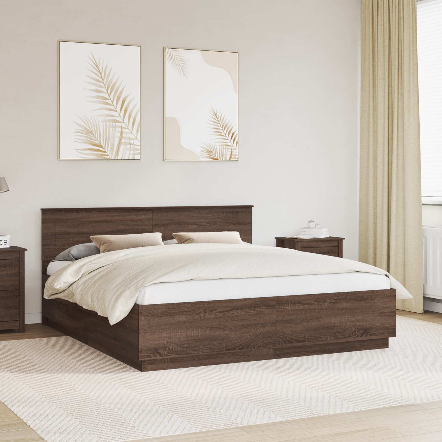 Struttura del letto con testiera Rovere Marrone 200 x 200 cm