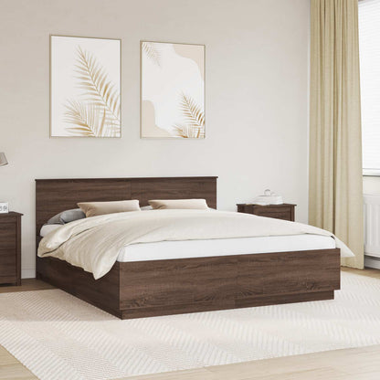 Struttura del letto con testiera Rovere Marrone 200 x 200 cm