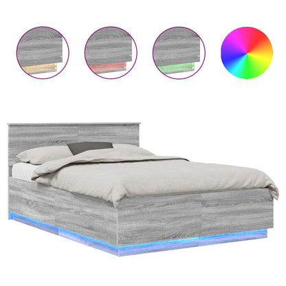 Struttura del letto con strisce LED Grigio Sonoma 150 x 200 cm
