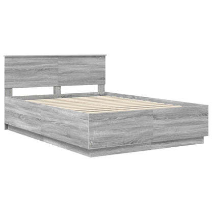 Struttura del letto con strisce LED Grigio Sonoma 150 x 200 cm