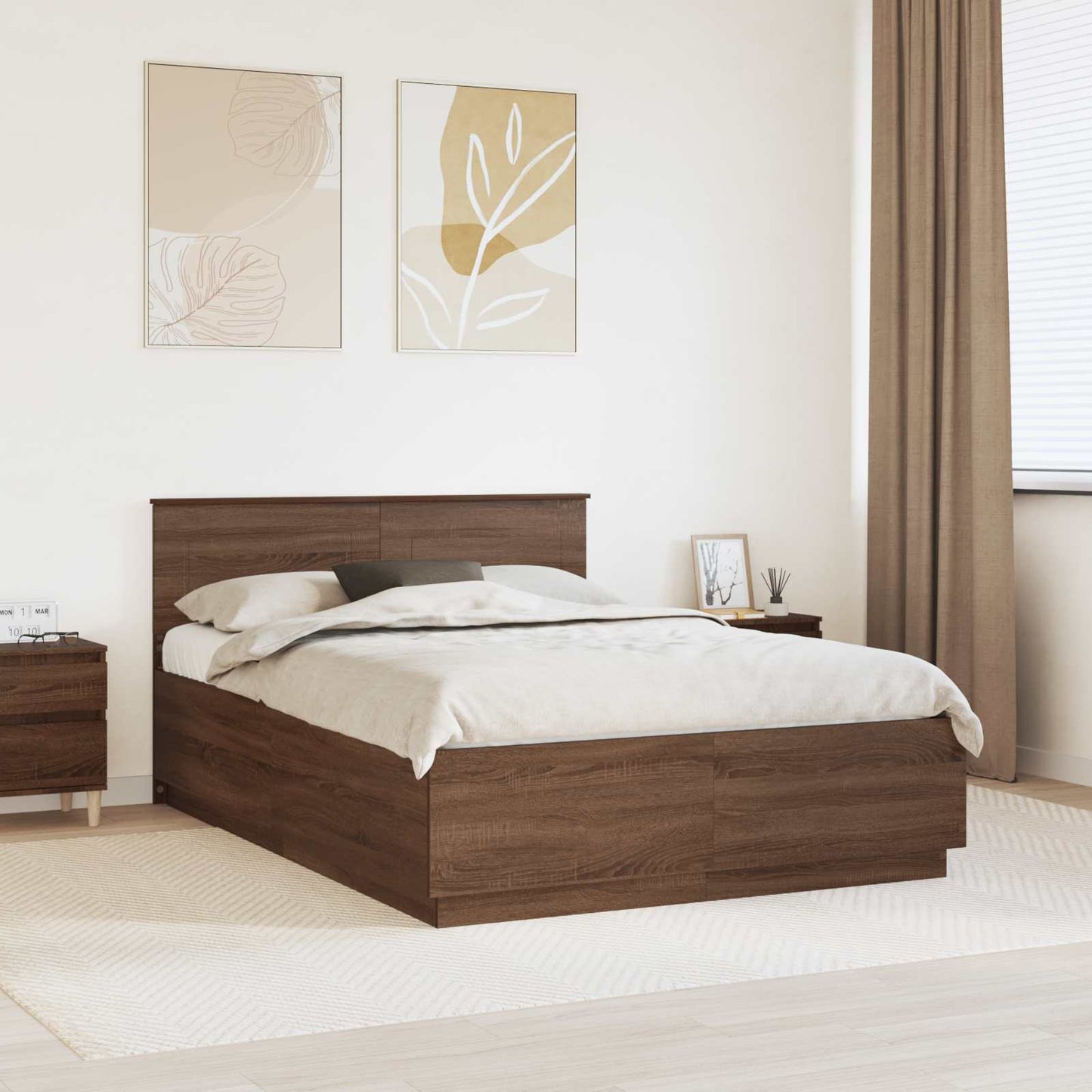 Struttura del letto con testiera Rovere Marrone 150 x 200 cm