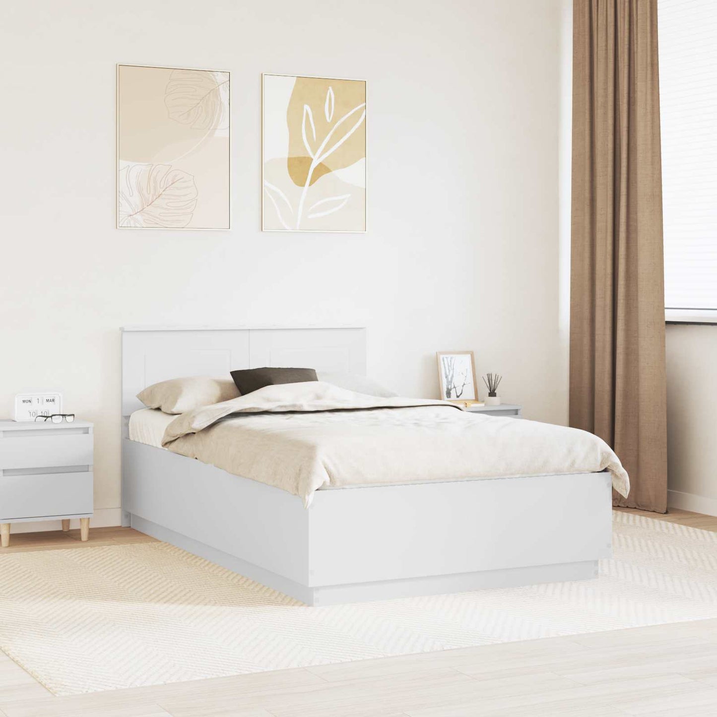 Struttura del letto Bianco 135 x 190 cm Legno multistrato