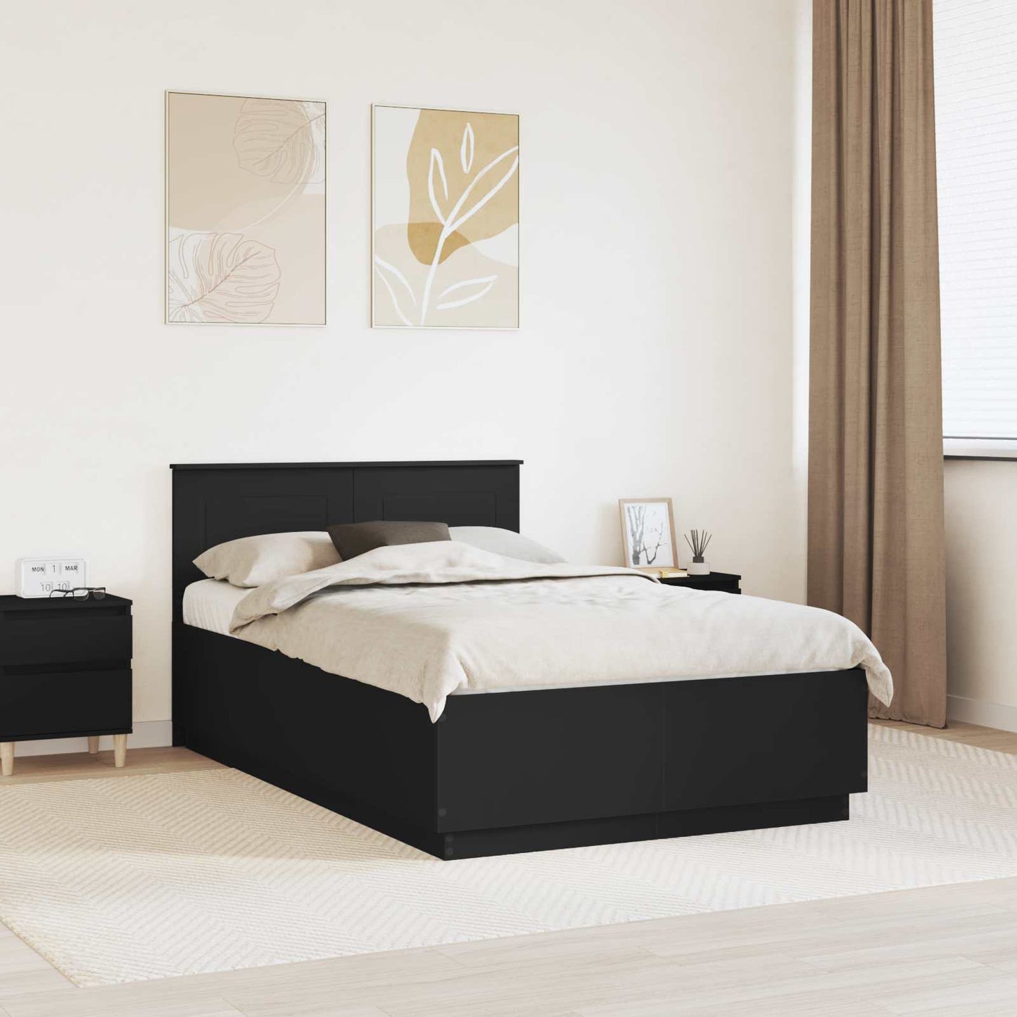 Struttura del letto Nero 135 x 190 cm Legno multistrato
