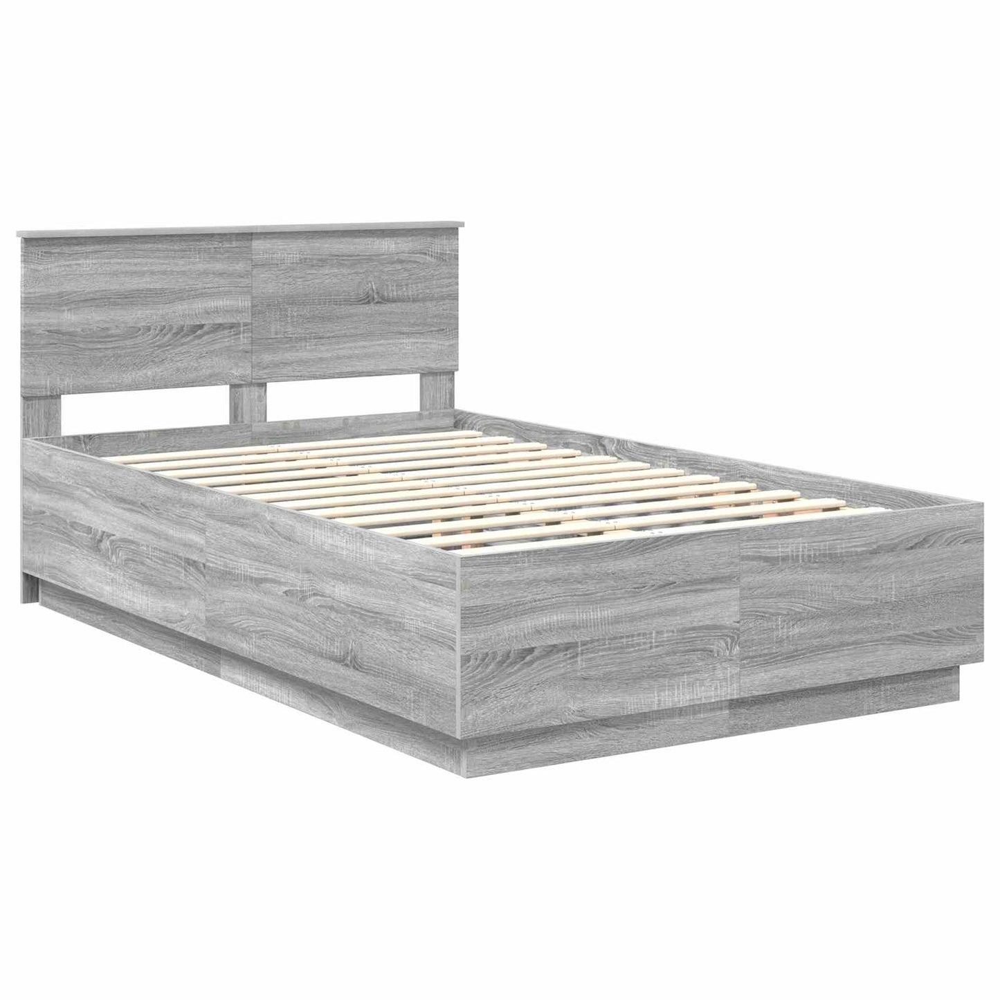 Struttura del letto con testiera Grigio Sonoma 135 x 190 cm