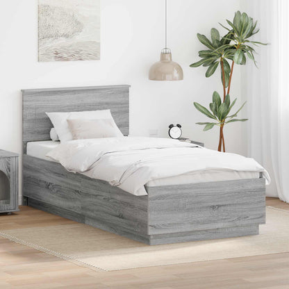Struttura del letto con strisce LED Grigio Sonoma 100 x 200 cm