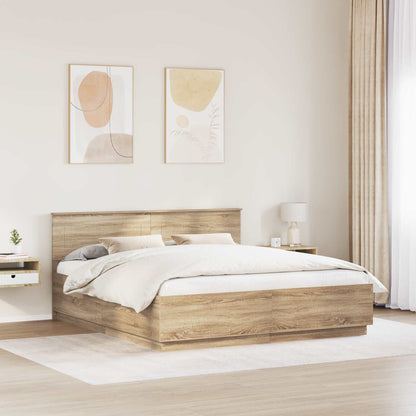 Struttura del letto con testiera Rovere Sonoma 200 x 200 cm