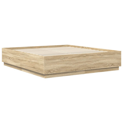 Struttura del letto con testiera Rovere Sonoma 200 x 200 cm