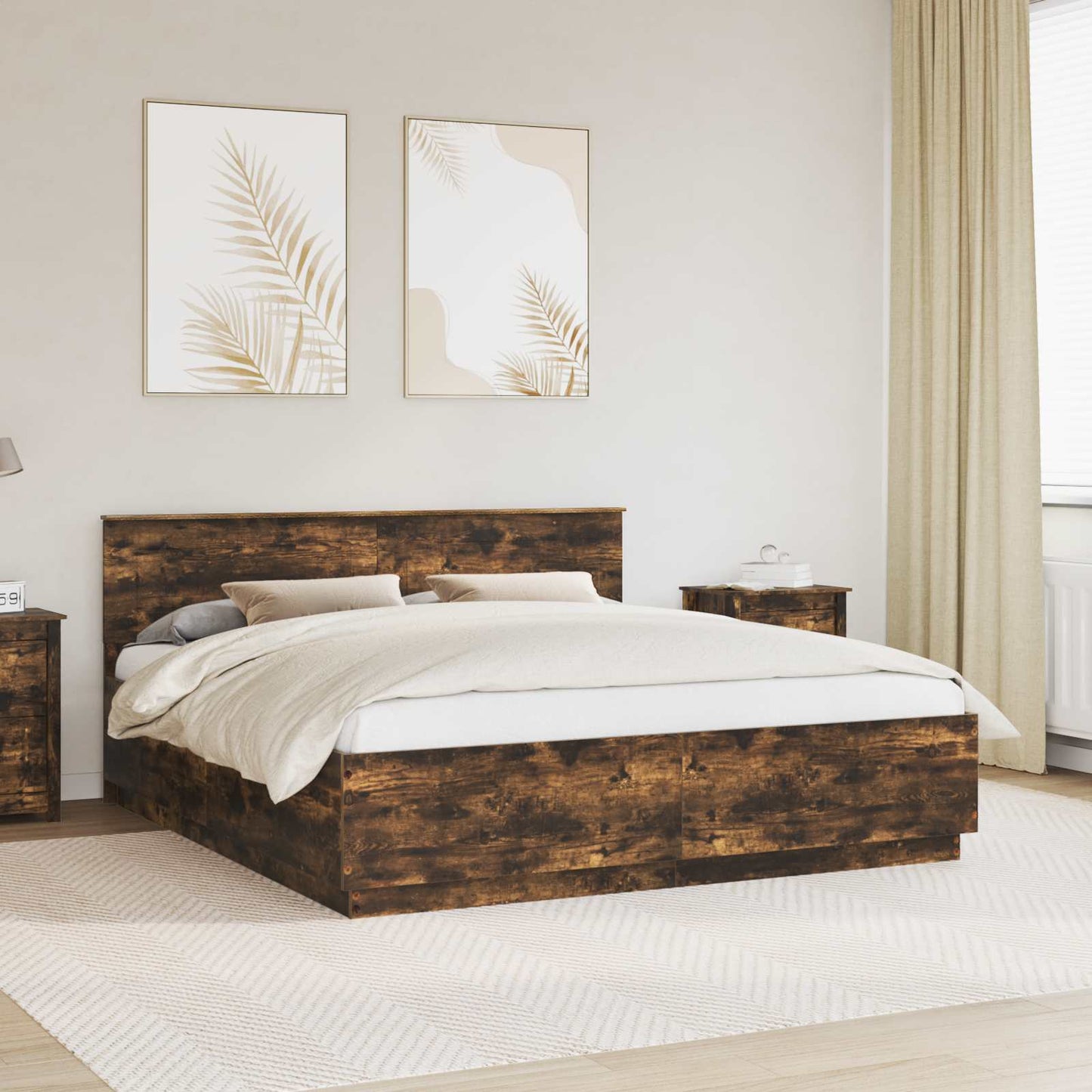 Struttura del letto Rovere fumÃ© 200 x 200 cm Legno multistrato
