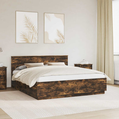 Struttura del letto Rovere fumÃ© 200 x 200 cm Legno multistrato