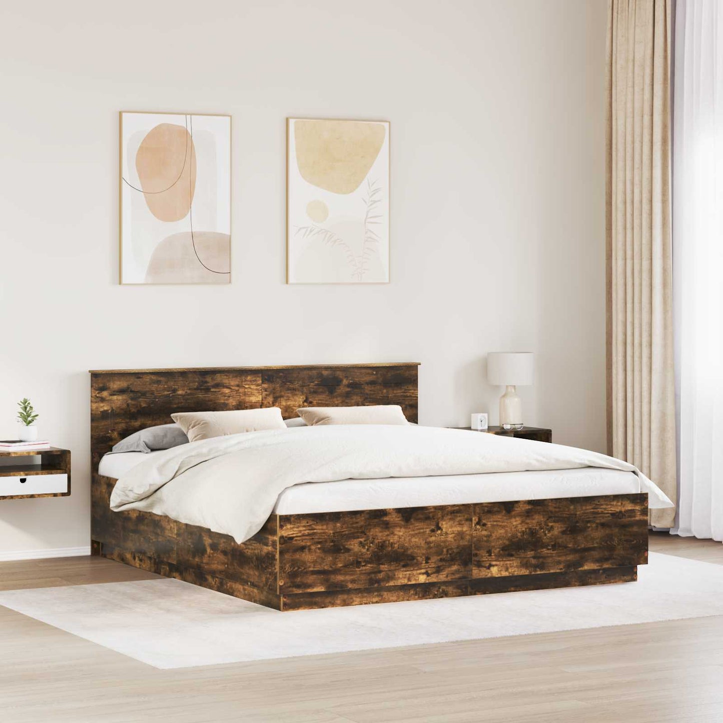 Struttura del letto Rovere fumÃ© 200 x 200 cm Legno multistrato