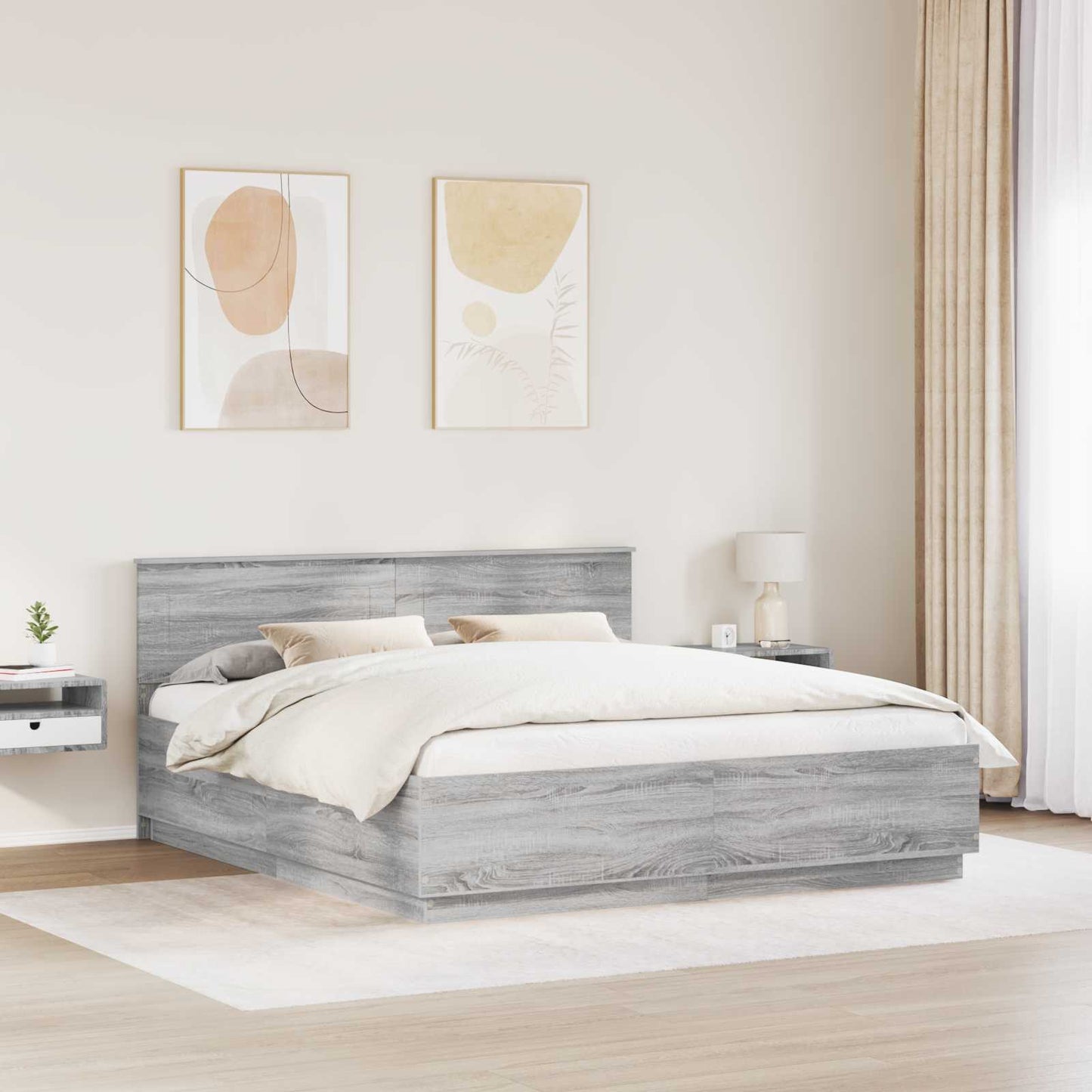 Struttura del letto con testiera Grigio Sonoma 200 x 200 cm