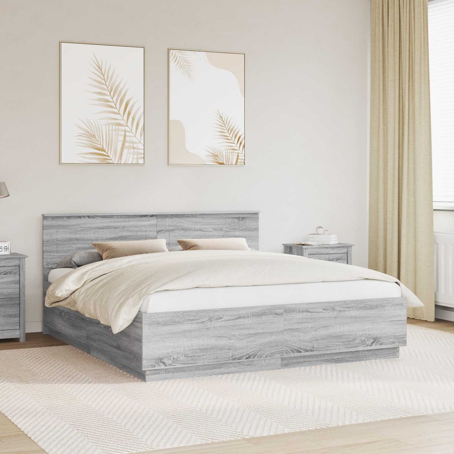 Struttura del letto con testiera Grigio Sonoma 180 x 200 cm