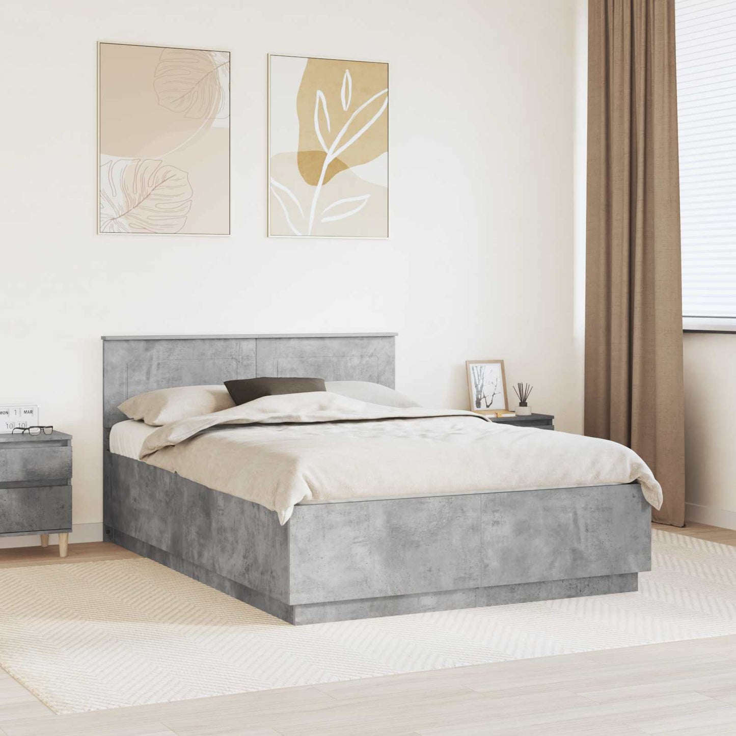 Struttura del letto con testiera Grigio cemento 160 x 200 cm