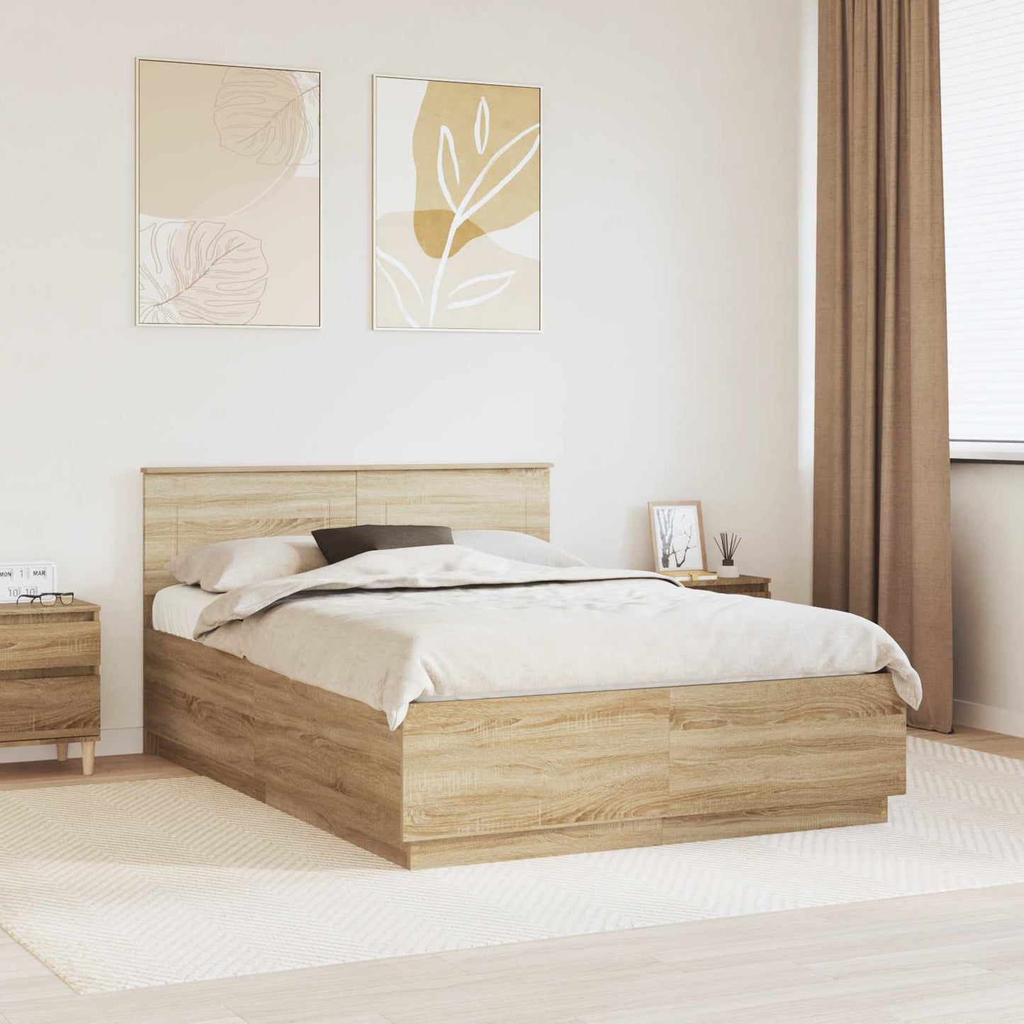 Struttura del letto con testiera Rovere Sonoma 150 x 200 cm