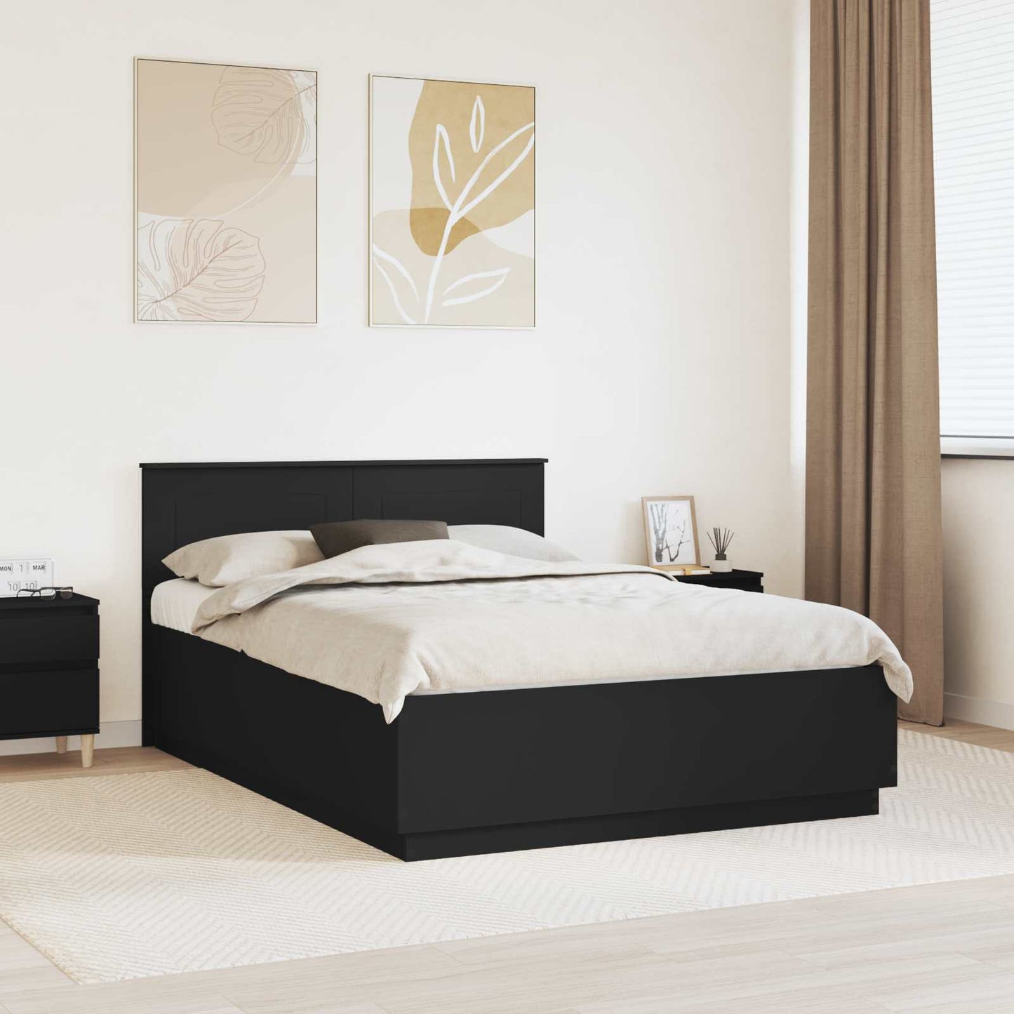 Struttura del letto Nero 140 x 200 cm Legno multistrato
