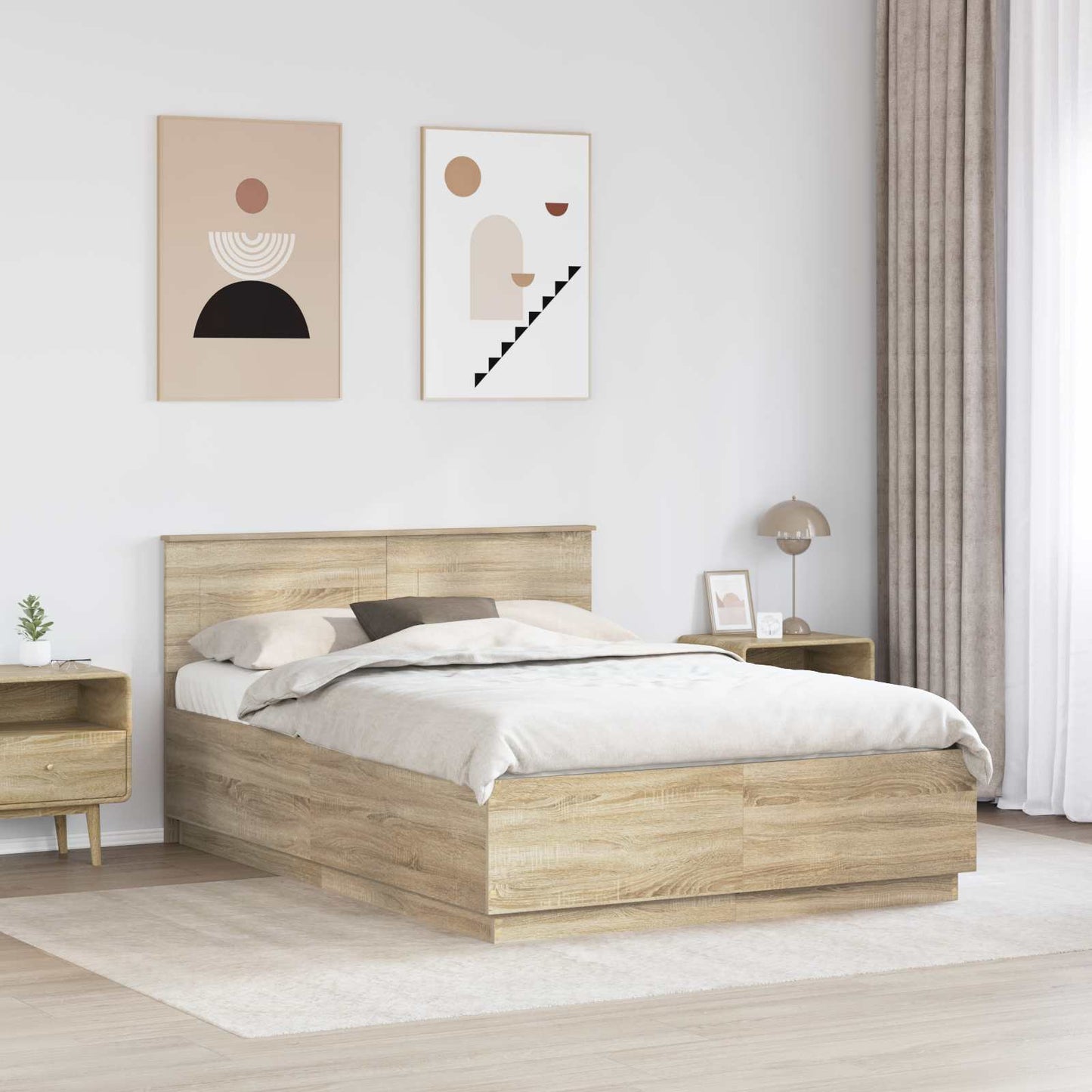 Struttura del letto con testiera Rovere Sonoma 140 x 200 cm