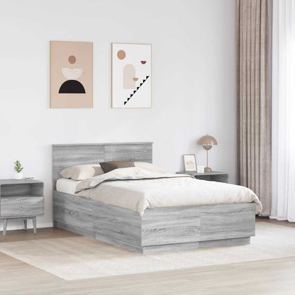 Struttura del letto con testiera Grigio Sonoma 135 x 190 cm