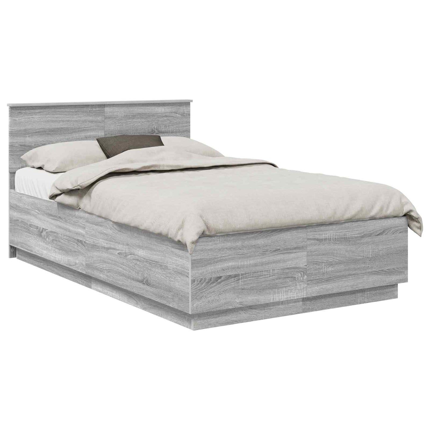 Struttura del letto con testiera Grigio Sonoma 135 x 190 cm