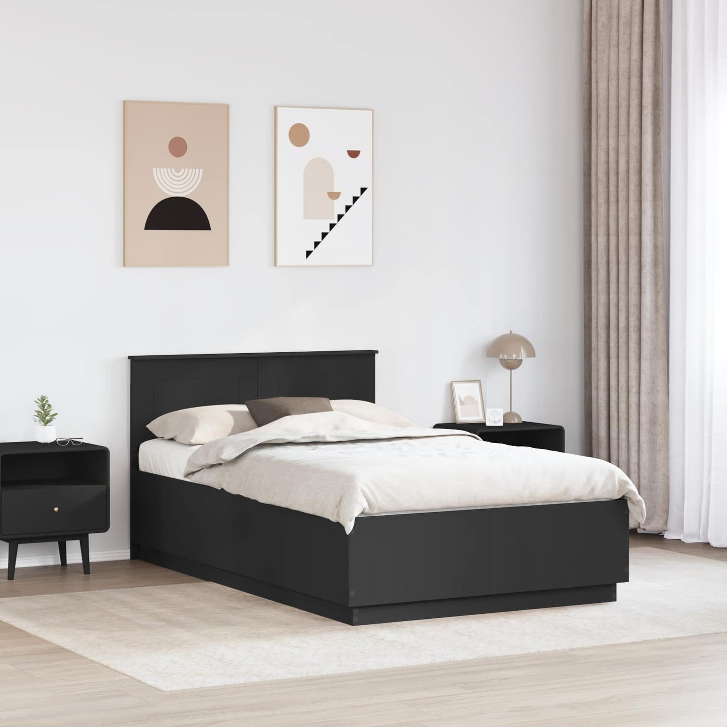 Struttura del letto Nero 120 x 190 cm Legno multistrato
