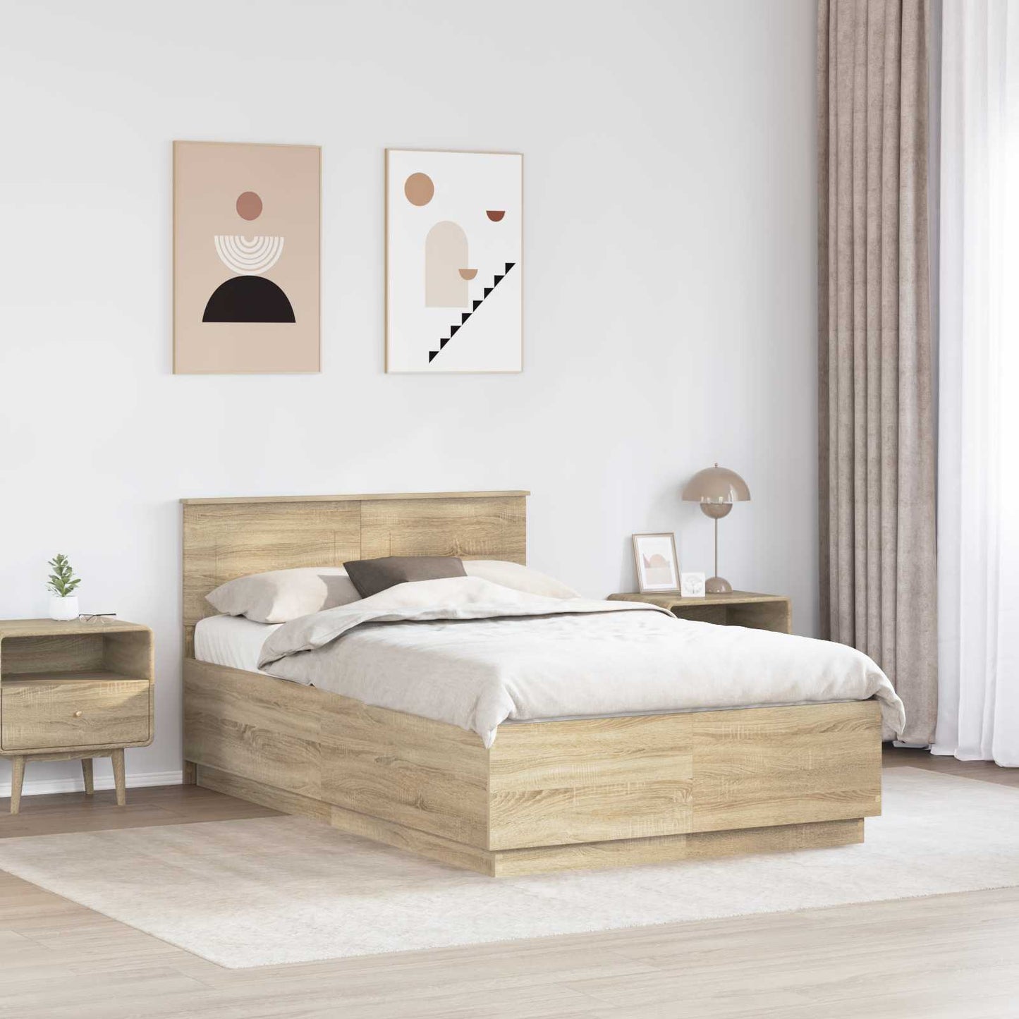 Struttura del letto con testiera Rovere Sonoma 120 x 190 cm