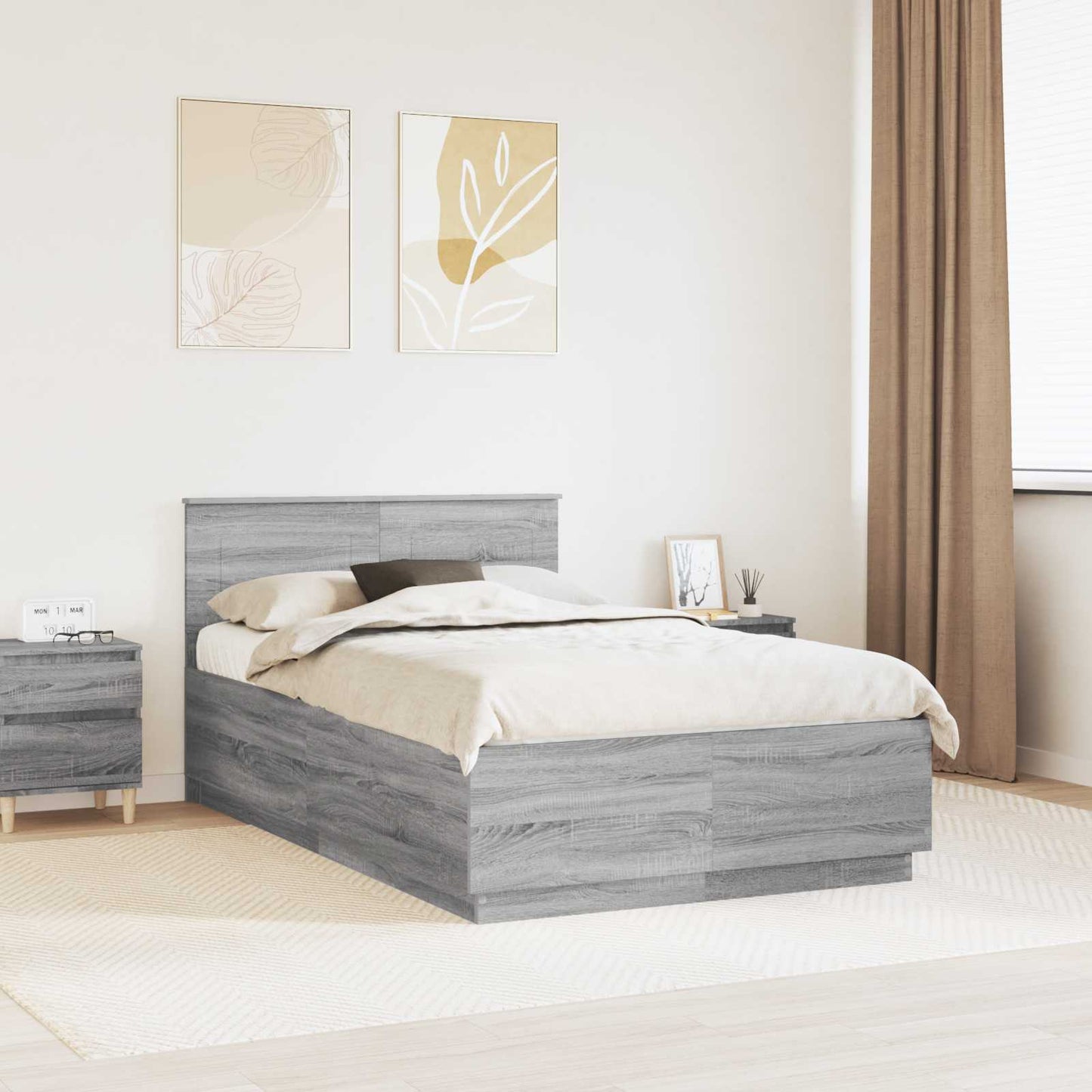 Struttura del letto con testiera Grigio Sonoma 120 x 190 cm
