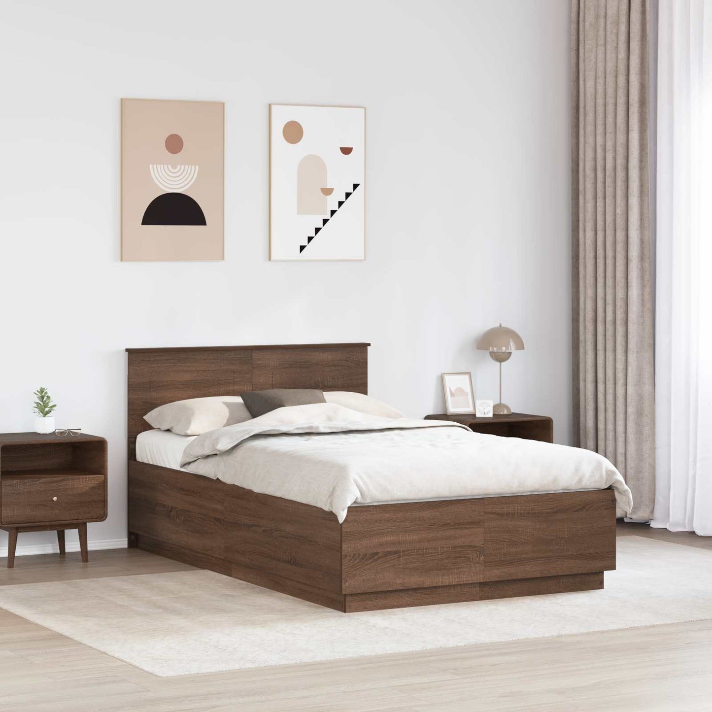 Struttura del letto con testiera Rovere Marrone 120 x 200 cm