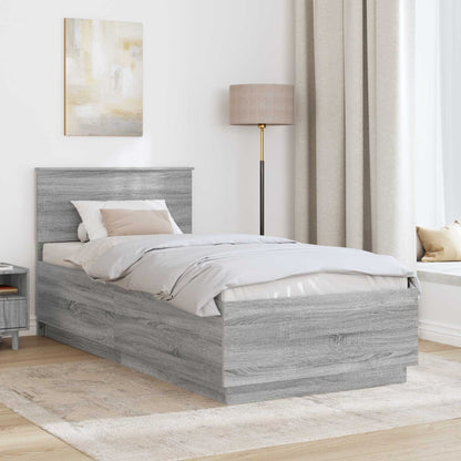 Struttura del letto con testiera Grigio Sonoma 100 x 200 cm