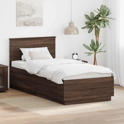 Struttura del letto con testiera Rovere Marrone 100 x 200 cm