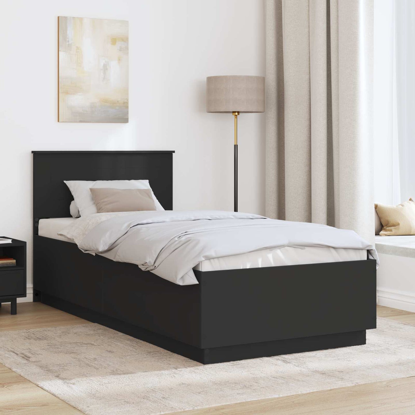 Struttura del letto Nero 90 x 200 cm Legno multistrato