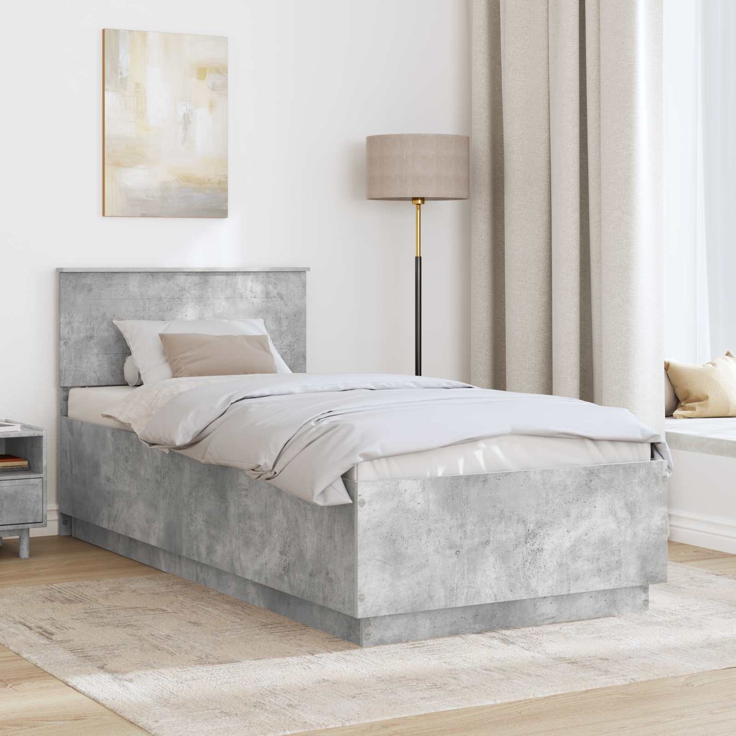 Struttura del letto con testiera Grigio cemento 70 x 190 cm