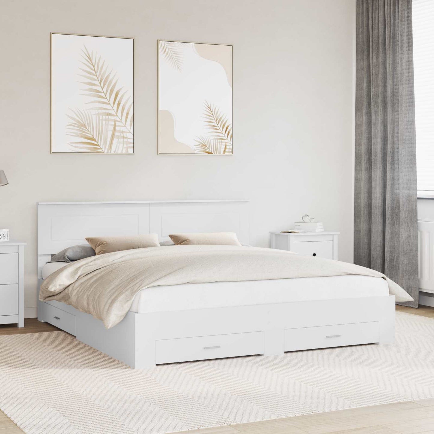 Struttura del letto Bianco 200 x 200 cm Legno multistrato