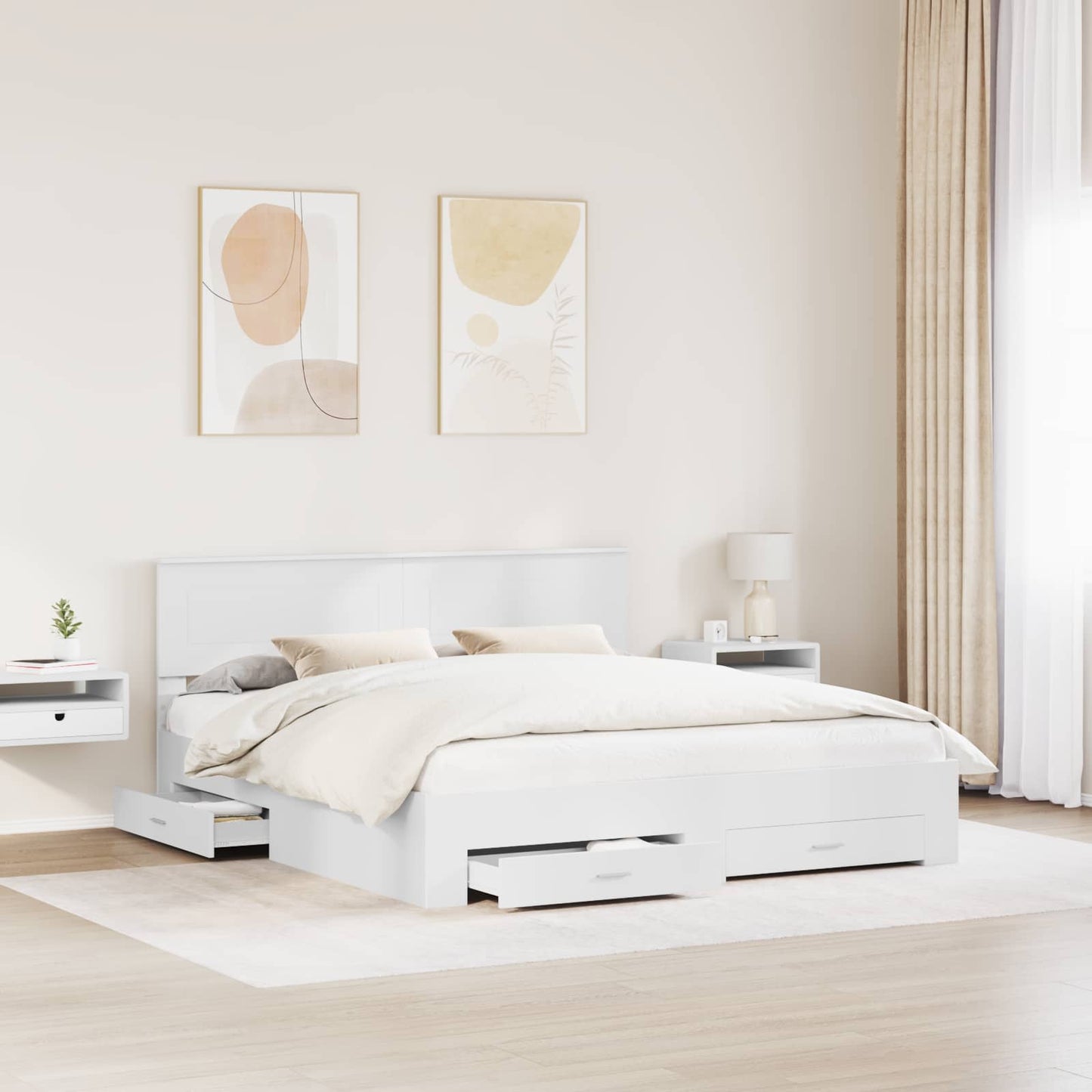 Struttura del letto Bianco 200 x 200 cm Legno multistrato