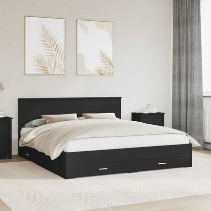 Struttura del letto con testiera Nero e Argento 200 x 200 cm