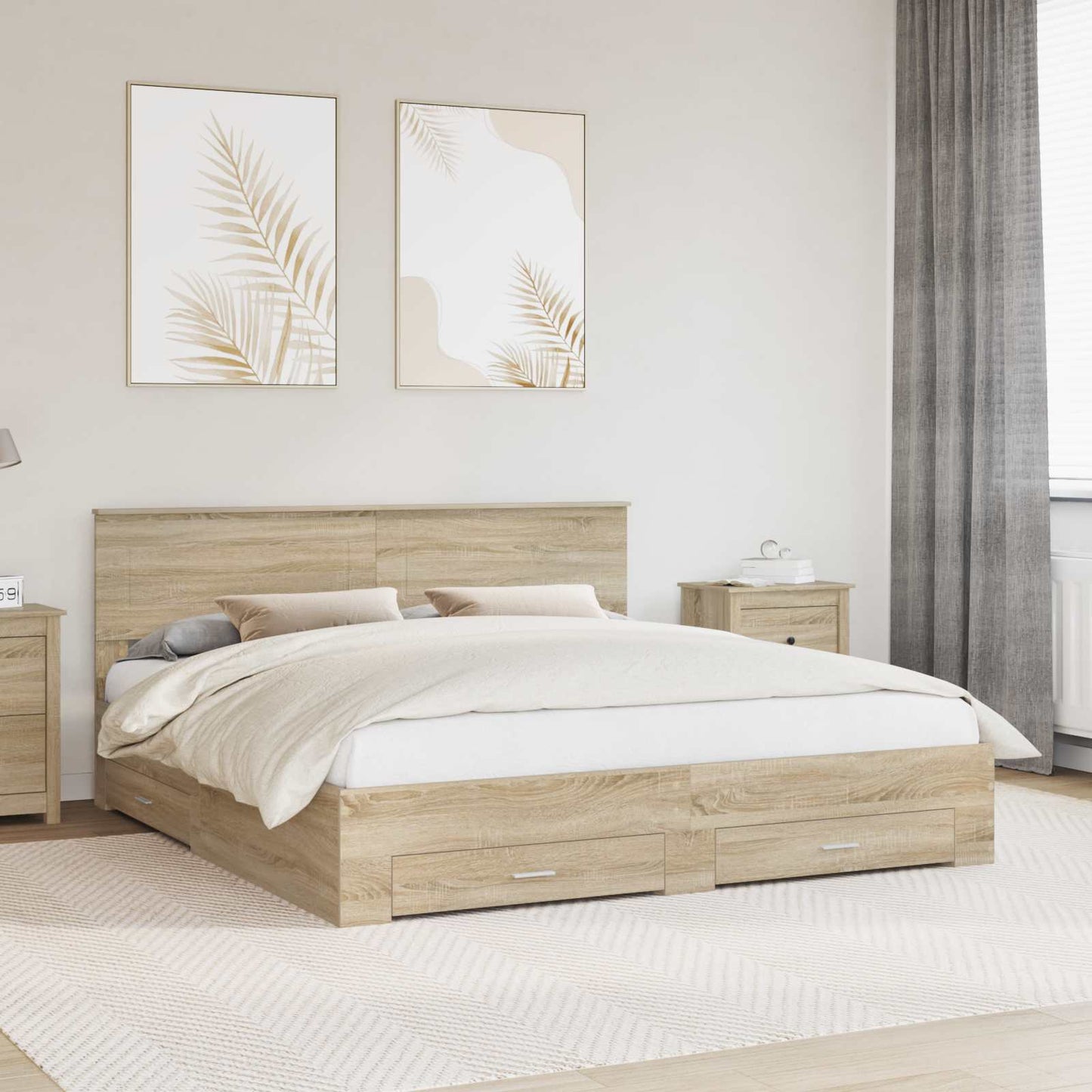 Struttura del letto con testiera Rovere Sonoma 200 x 200 cm