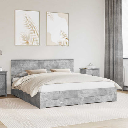 Struttura del letto con testiera Grigio cemento 200 x 200 cm