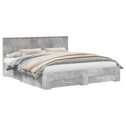 Struttura del letto con testiera Grigio cemento 200 x 200 cm