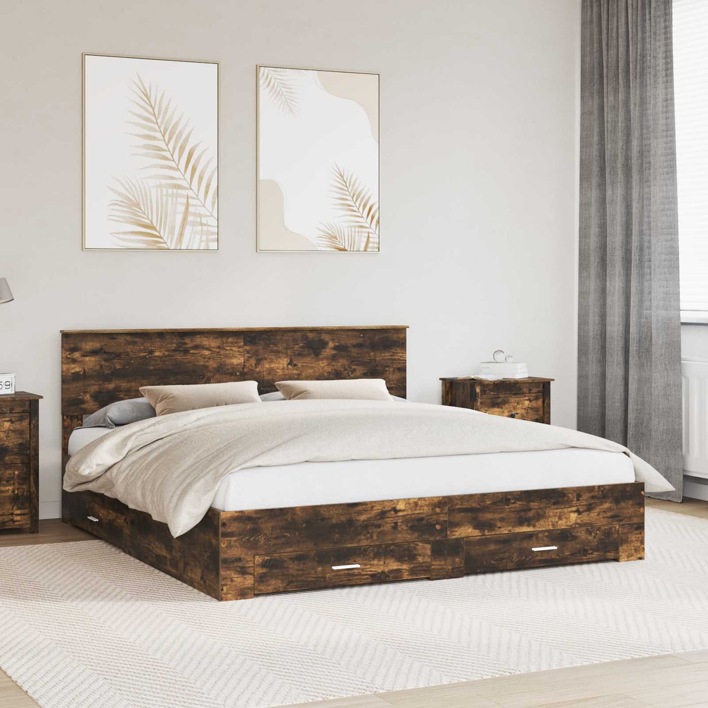 Struttura del letto Rovere fumÃ© 200 x 200 cm Legno multistrato