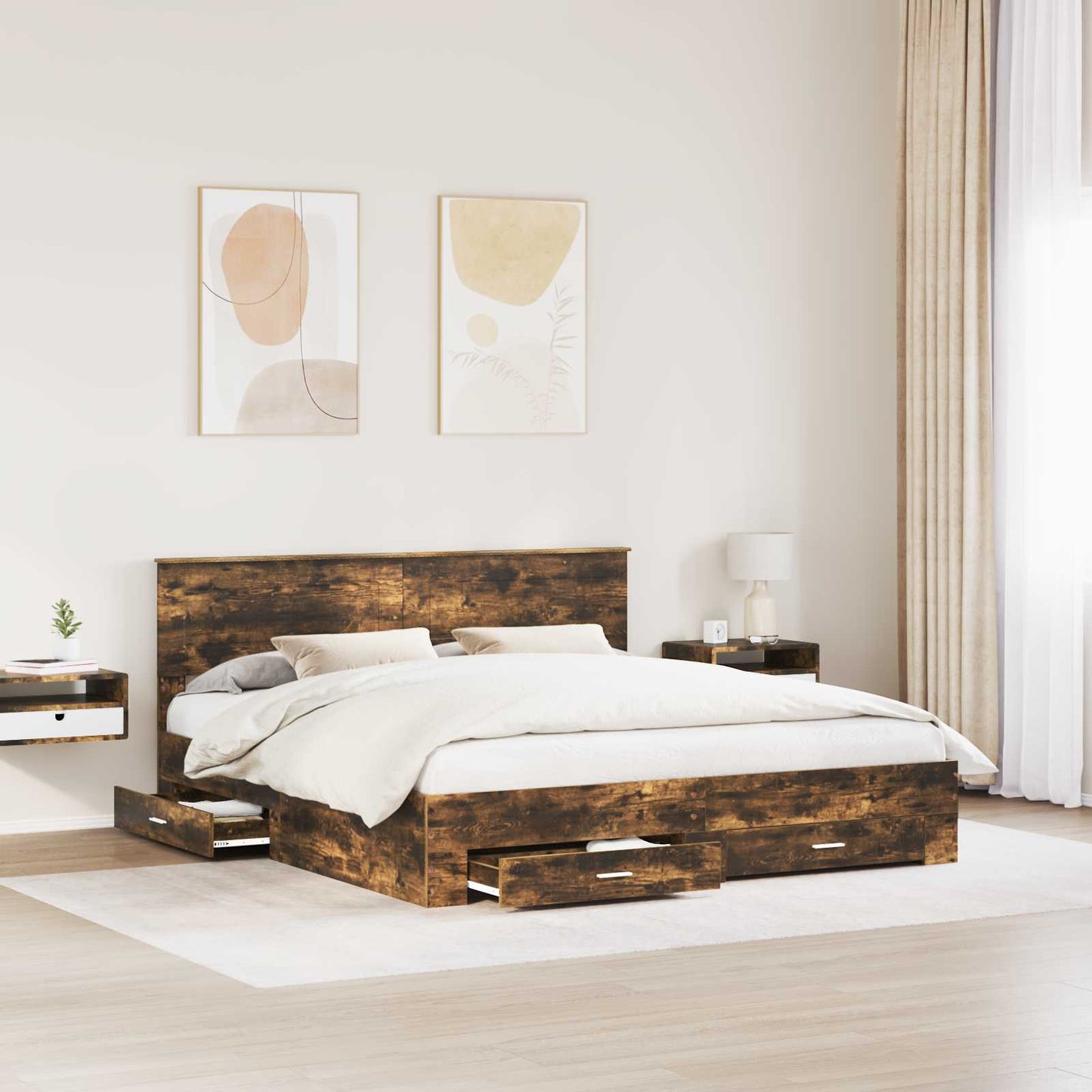 Struttura del letto Rovere fumÃ© 200 x 200 cm Legno multistrato